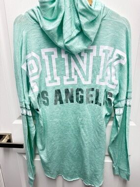 PINK Victoria's Secret Heather Mint Green Light Aqua Hoodie Sweatshirt Baggy Fit